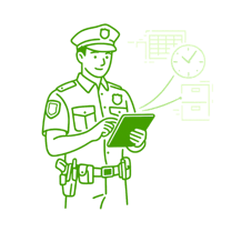 Graphic of a police officer on an ipad