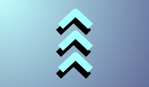 three blue arrows pointing up in line with one another
