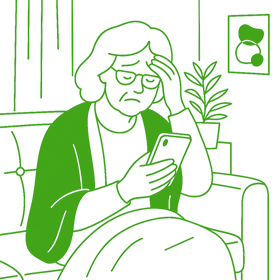 old lady checking mobile tr