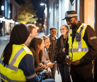 police officers with kids